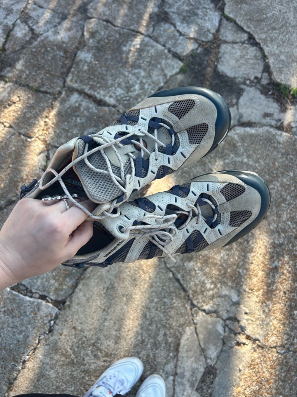 Merrell Women's Beige and Navy Hiking Sneakers